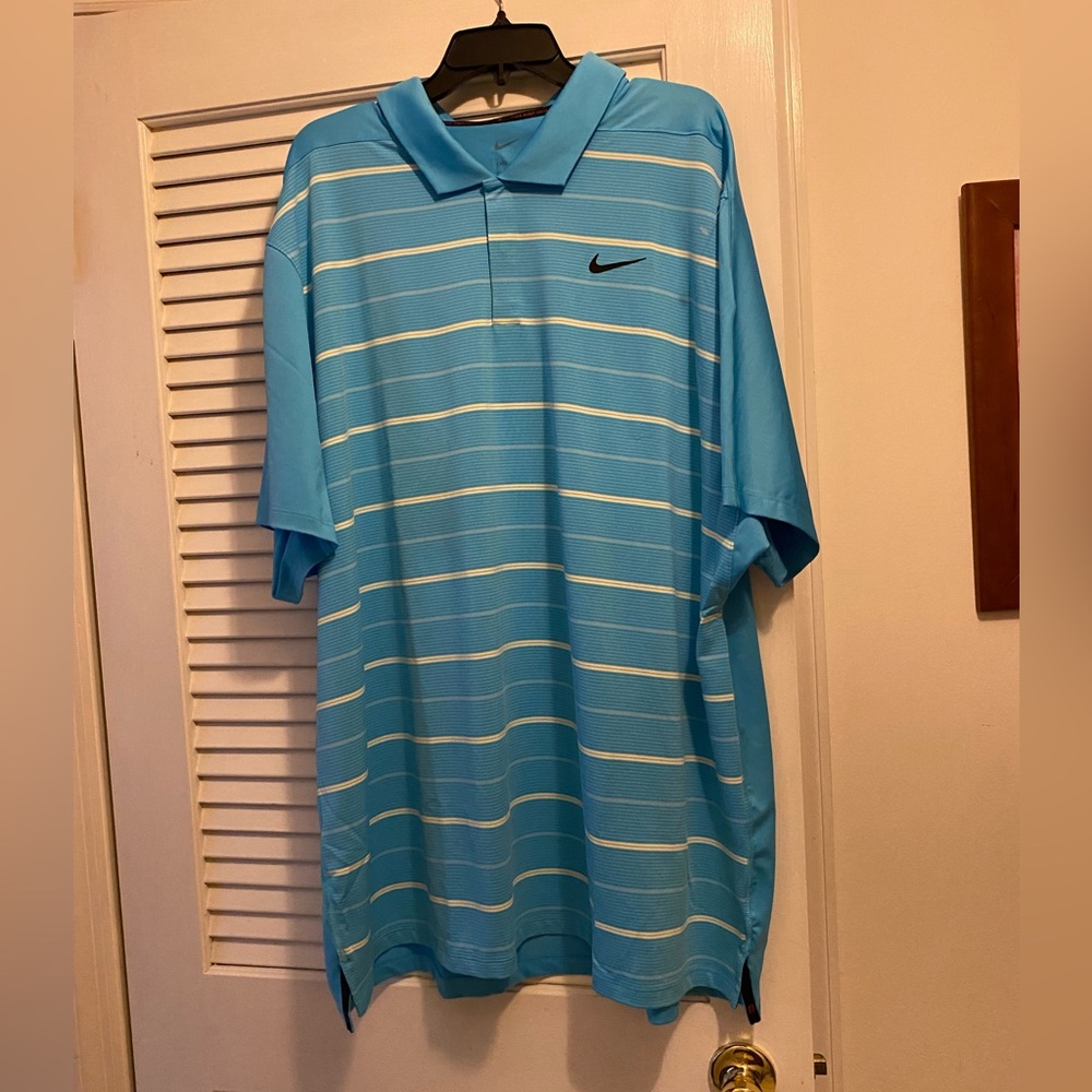 Nike men’s shirt short sleeved Tiger Woods blue dri-fit golf polo size 3xl. NWT